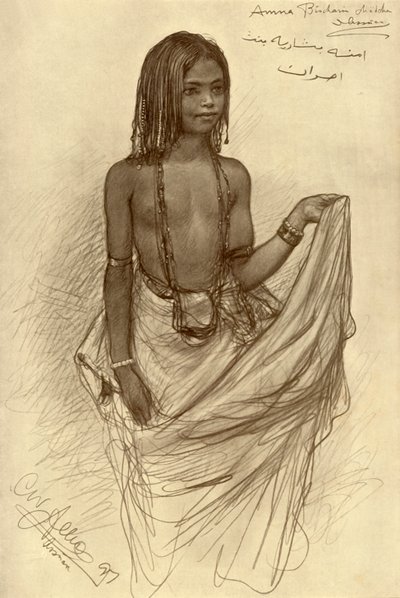 Bishari lány, More, Egyiptom, alkotó: Christian Wilhelm Allers