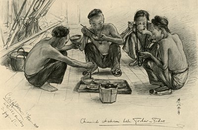 A kínai legénység tagjai a „Knivsberg” fedélzetén étkeznek, 1898. alkotó: Christian Wilhelm Allers