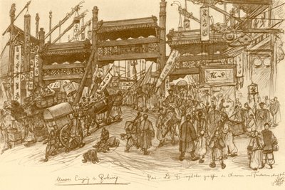 Gates Pekingben, Kínában, 1898. alkotó: Christian Wilhelm Allers