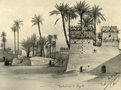 Házak Nagadában, Egyiptomban, 1898. alkotó: Christian Wilhelm Allers
