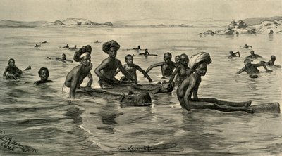 Férfiak a Nílusban az első szürkehályognál, Egyiptom, 1898. alkotó: Christian Wilhelm Allers