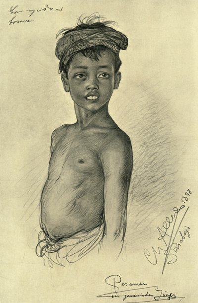 Pesamen – egy jávai fiú Surubayából, Jáva, 1898. alkotó: Christian Wilhelm Allers