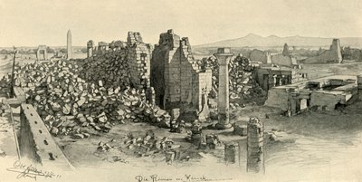 Romos templomok Karnakban, Egyiptomban, 1898. alkotó: Christian Wilhelm Allers