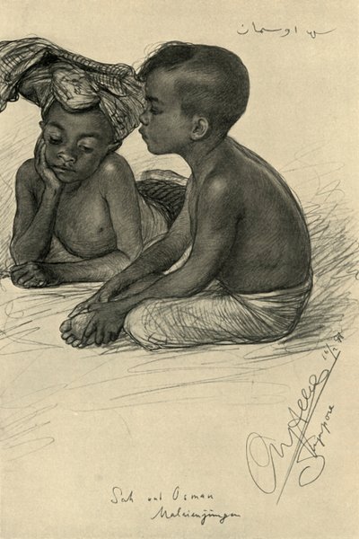 Sah és Osman, maláj fiúk, Szingapúr, 1898. alkotó: Christian Wilhelm Allers