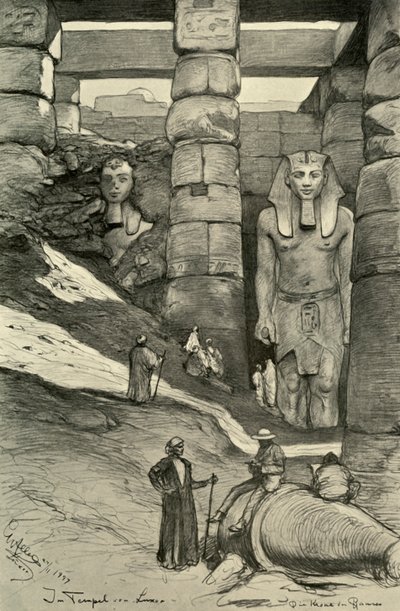 Szobrok a luxori templomban, Egyiptom, 1898. alkotó: Christian Wilhelm Allers