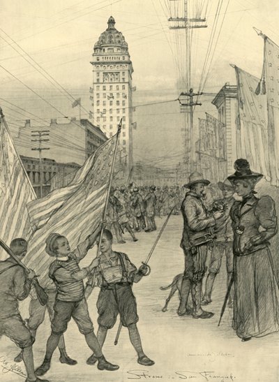 Utcai jelenet San Franciscóban, USA-ban, 1898. alkotó: Christian Wilhelm Allers