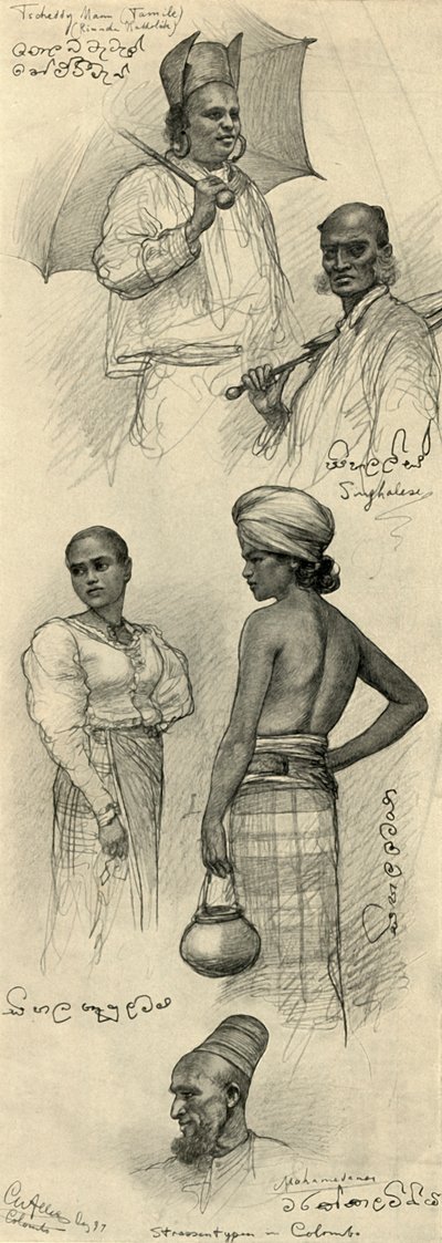 Embertanulmányok, Colombo, Ceylon, 1898. alkotó: Christian Wilhelm Allers