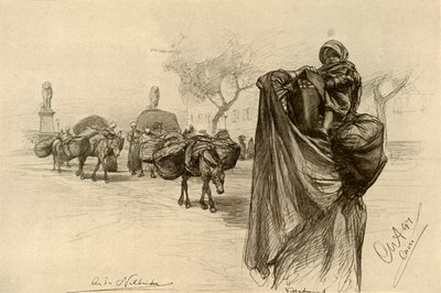 Nő és gyermek a Kobri el Gezira híd közelében, Kairó, 1898. alkotó: Christian Wilhelm Allers