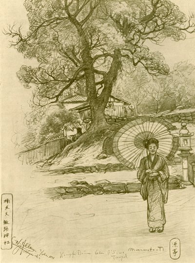 Nő napernyővel, Nagaszaki, Japán, 1898. alkotó: Christian Wilhelm Allers