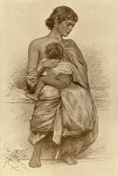 Fiatal anya, Kandy, Ceylon, 1898. alkotó: Christian Wilhelm Allers