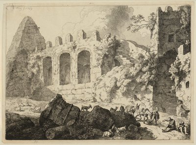 Nagy tájkép piramissal alkotó: Christian Wilhelm Ernst Dietrich