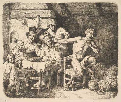 A szatír és a paraszt, 1764. alkotó: Christian Wilhelm Ernst Dietrich