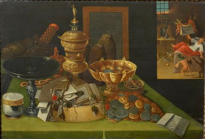 A világi gazdagság allegóriája a gazdag ember halálának jelenetével, kb. 1600. alkotó: Christian van den Perre
