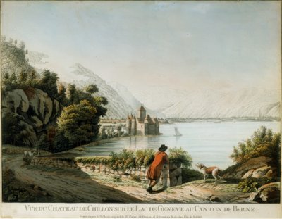 Kilátás a Chillon kastélyra alkotó: Christian von Mechel