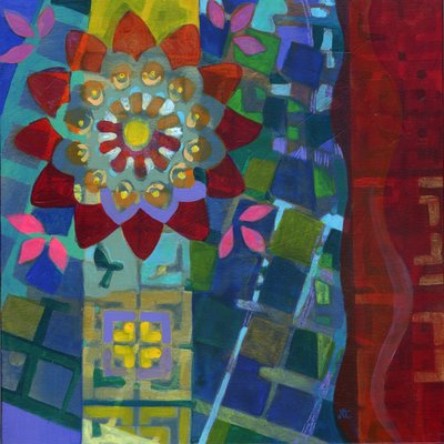 Meditáció 24, 2017 körüli (akril, tábla) alkotó: Christina Saj