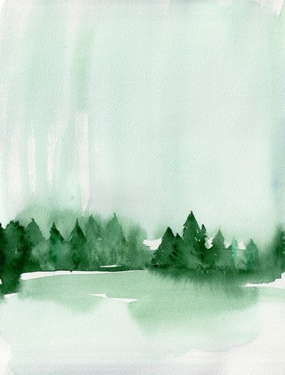 A ködös erdei tó alkotó: Christine Lindstrom