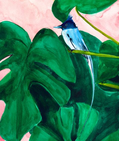 Trópusi madár – Monstera-levél alkotó: Christine Lindstrom