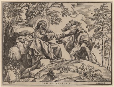 Krisztus megkísértése az ördög által alkotó: Christoffel Jegher after Sir Peter Paul Rubens