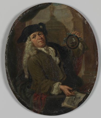 Arnoud van Halen (1673-1732) portréja. Festő, nyomdász, költő és gyűjtő Amszterdamban alkotó: Christoffel Lubienitzki (copy after)