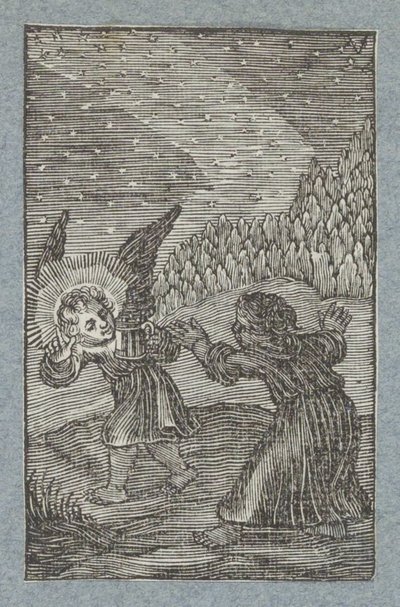Angyal lámpás mutatja a gyermek az utat Pia Desideria (sorozat címe) alkotó: Christoffel van Sichem (II)