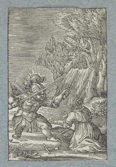 A gyermek megadja magát a lovagnak öltözött angyalnak Pia Desideria (sorozat címe) alkotó: Christoffel van Sichem (II)