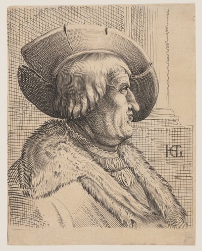 Fantasy portré egy öregember profilban alkotó: Christoffel van Sichem I