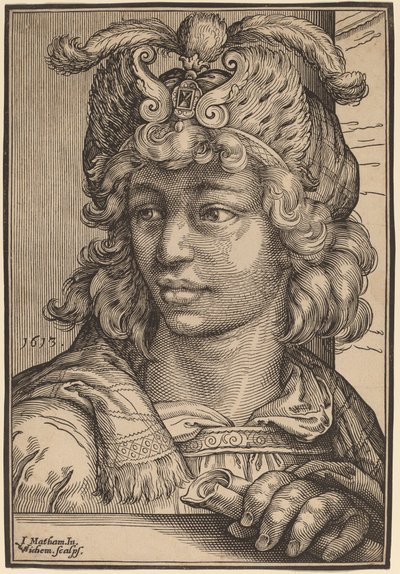 Egy fiatal férfi mellszobra alkotó: Christoffel van Sichem I after Jacob Matham