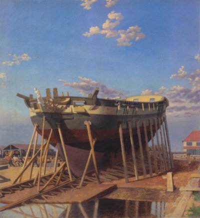 Egy korvett a sólyapályán. alkotó: Christoffer Wilhelm Eckersberg
