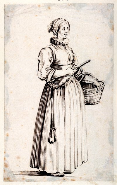 Figura kosárral és késsel (toll és barna tinta papíron) alkotó: Kosma Sergejewitsch Petrow Wodkin