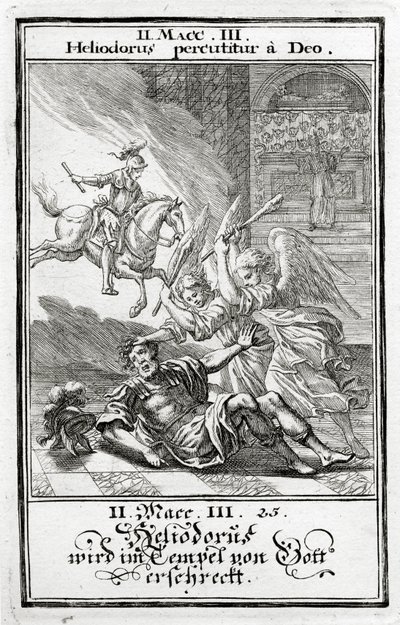 Isten megijeszti Heliodorust a templomban, 2 Makkabeus (3:21-28), 1695 alkotó: Christoph Weigel
