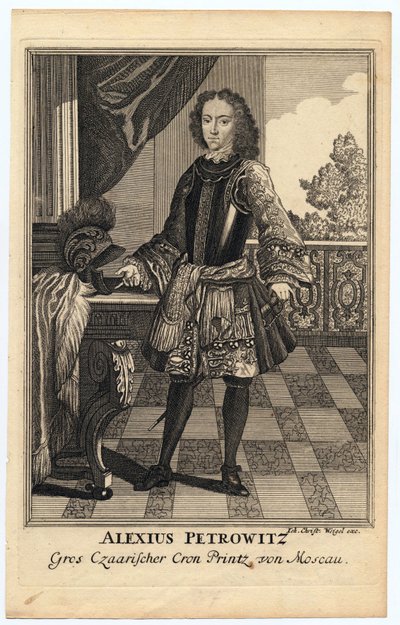 Alekszej Petrovics orosz cár (1690-1718) portréja (Alexisz Petrovics Romanov) - Wiegel, Christoph (1654-1725) - 1710 - Rézmetszet - 31,2x19,7 - Magángyűjtemény alkotó: Christoph Weigel