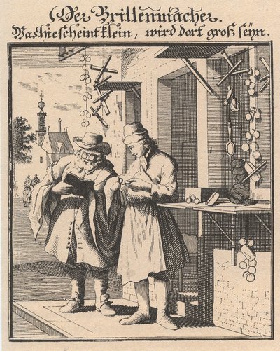 Szemüvegkészítő a Fő jótékonysági birtokok ábrájából, 1698 alkotó: Christoph Weigel the Elder