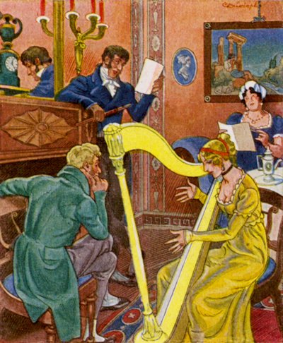 Harfenkoncert / Hárfakoncert (színes litográfia) alkotó: Christophe (1856-1945)