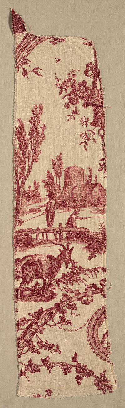 Rézlemezre nyomtatott pamut töredékei, c. 1789. alkotó: Christophe Philippe Oberkampf