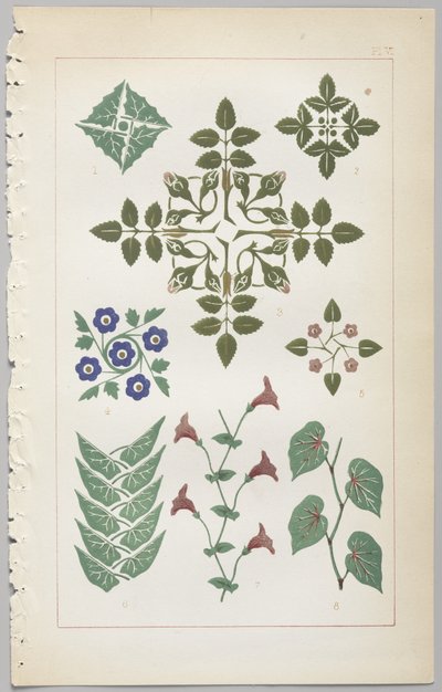 A dekoratív tervezés művészete: egy függelék, amely megadja a nap óráit, amikor a virágok nyílnak, kiadó: Day & Son, London, 1862 alkotó: Christopher Dresser