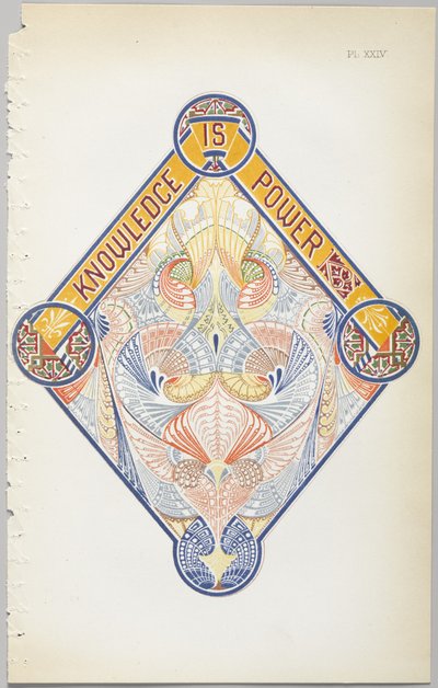 A dekoratív tervezés művészete: egy függelék, amely megadja a nap óráit, amikor a virágok nyílnak, kiadó: Day & Son, London, 1862 alkotó: Christopher Dresser
