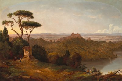 Gondolfo kastély, Albano-tó, Olaszország, 1852. alkotó: Christopher Pearse Cranch