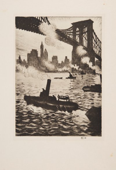 A Brooklyn Bridge alatt, kocsma 1921. alkotó: Christopher Richard Wynne Nevinson