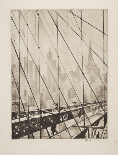 Átnézve a Brooklyn hídon, 1921 (metszet) alkotó: Christopher Richard Wynne Nevinson
