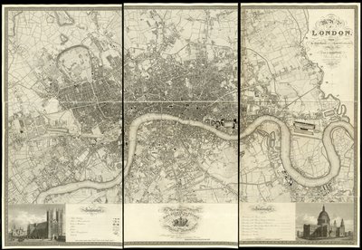 London térképe, egy 1824-ben készült tényleges felmérésből. alkotó: Christopher and John (fl.1821 40) Greenwood