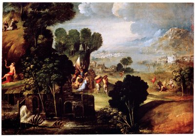 Táj jelenetekkel a Szentek életéből, c1530 alkotó: Circle of Dosso Dossi