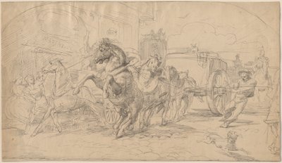 A szökött hintó alkotó: Circle of Eugène Delacroix
