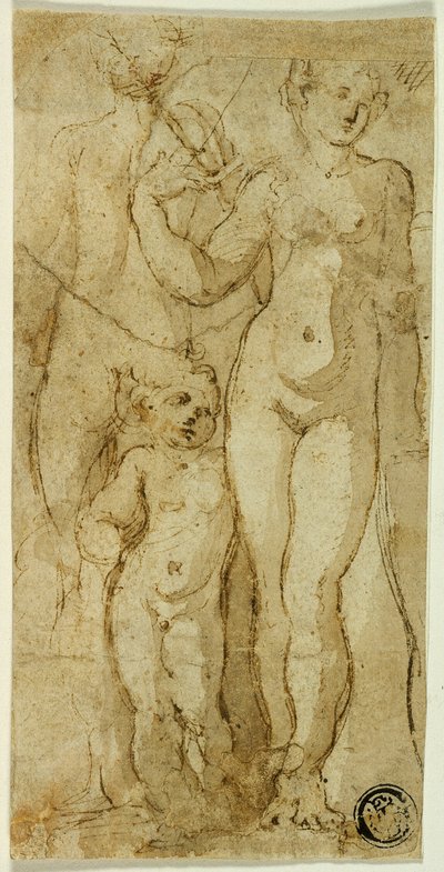 Vénusz és Ámor alkotó: Circle of Parmigianino