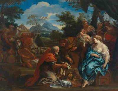 Lábán istenképek után kutat, Rahel által elrejtett 1670-es évek. alkotó: Ciro Ferri