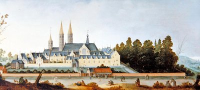 Egmond apátság és kastély (olaj, panel) alkotó: Claes Jacobsz. van der Heck