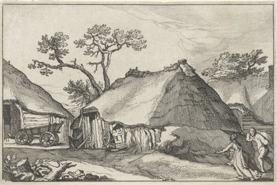Farm és egy kocsi az udvaron Tájak farmokkal (sorozat címe) alkotó: Claes Jansz. Visscher (II)