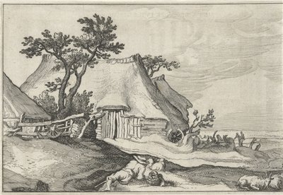 Farm és pásztor juhokkal és kecskékkel Tájak farmokkal (sorozat címe) alkotó: Claes Jansz. Visscher (II)