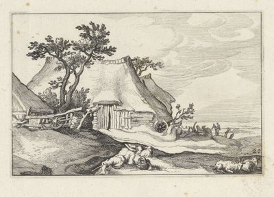 Farm és pásztor juhokkal és kecskékkel Tájak farmokkal (sorozat címe) alkotó: Claes Jansz. Visscher (II)