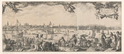 Amszterdam profilja az IJ felől nézve (jobb oldal) alkotó: Claes Jansz. Visscher (II)