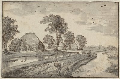Út a vízfolyások között egy polderi tájon alkotó: Claes Jansz. Visscher (II)